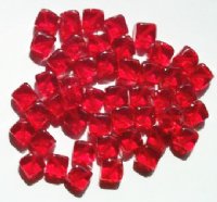 50 8mm Diagonal Hole Red Cube Beads
